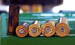 Large bore revolver ammo casings from the underside